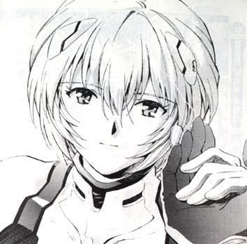 EVANGELION   manga Rei holding Shinji\'s hand and smiling (sa