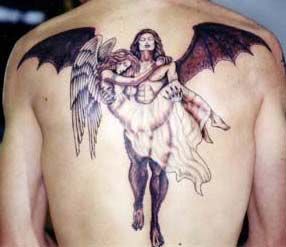 Angel Carrying Angel tattoo